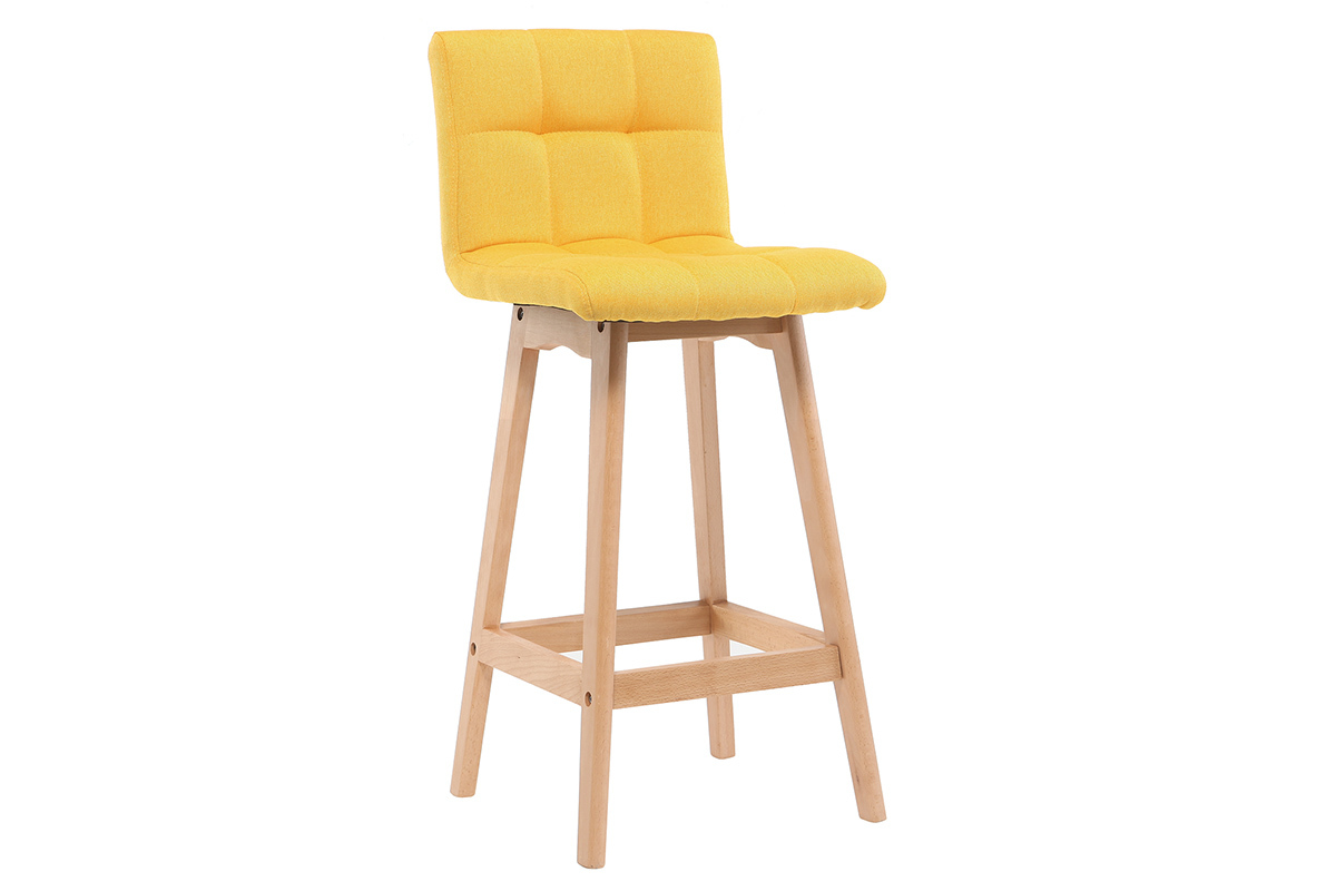 Tabourets de bar bois et jaune H65 cm (lot de 2) KLARIS