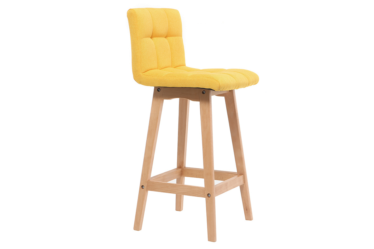 Tabourets de bar bois et jaune H65 cm (lot de 2) KLARIS