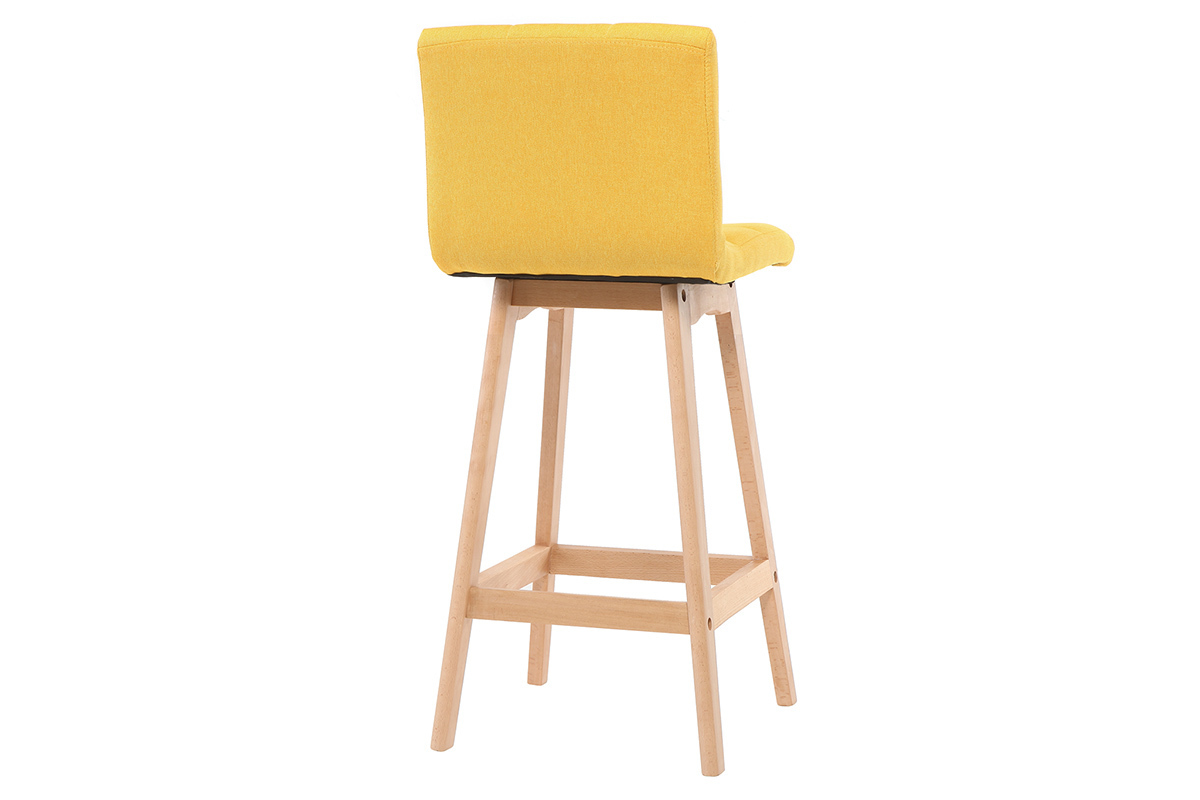 Tabourets de bar bois et jaune H65 cm (lot de 2) KLARIS