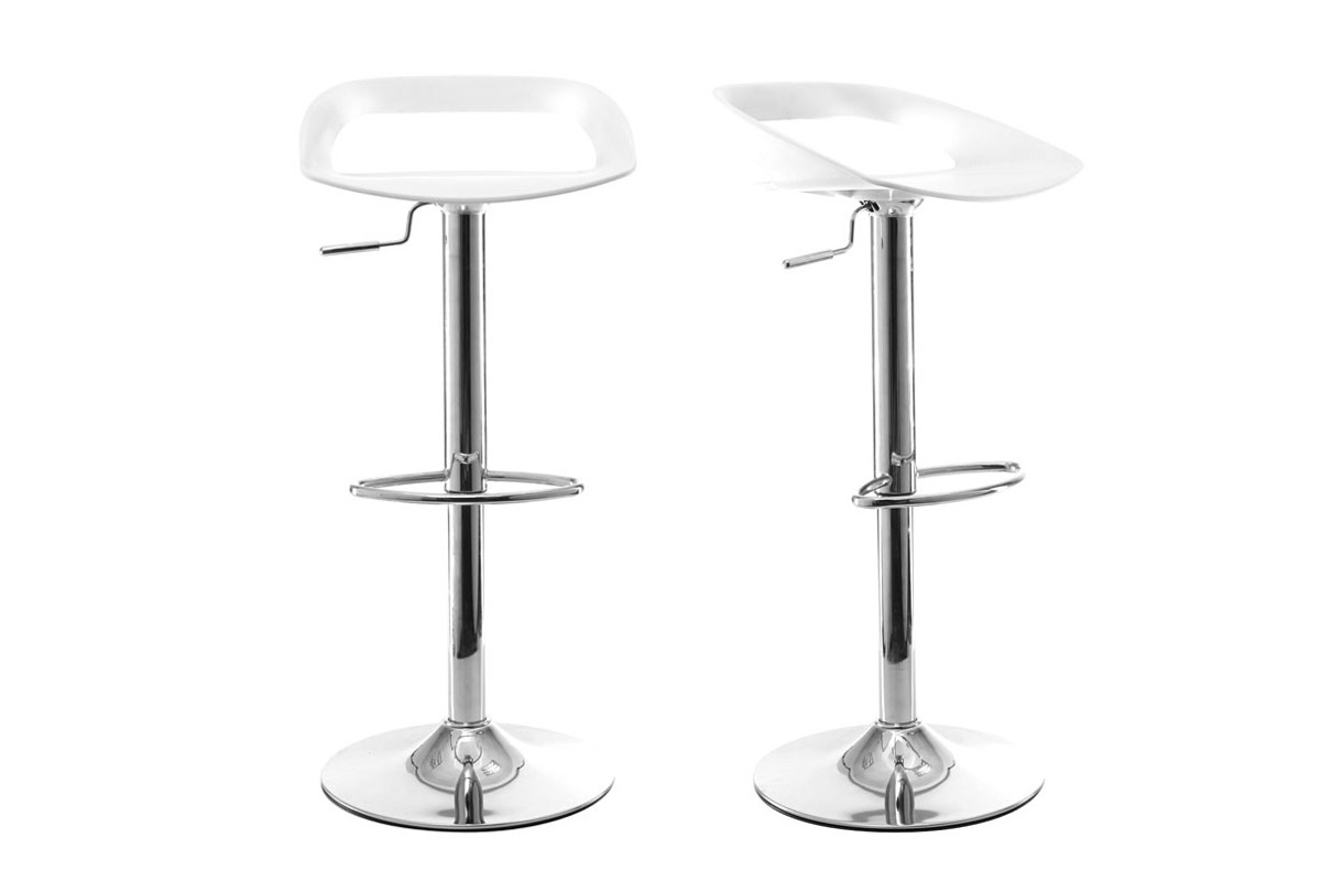 Tabourets de bar design blanc (lot de 2) PHENIX