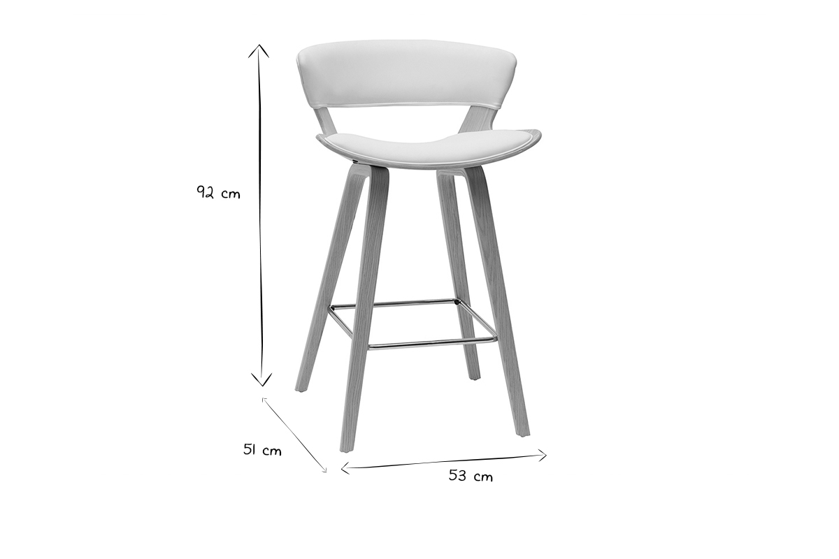 Tabourets de bar design blanc et bois clair H65 cm (lot de 2) SYRAH