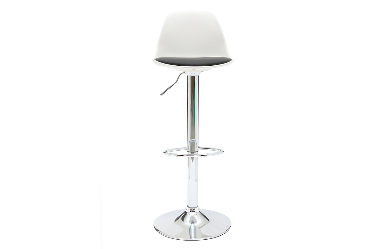 Tabourets de bar design blanc et noir (lot de 2) STEEVY