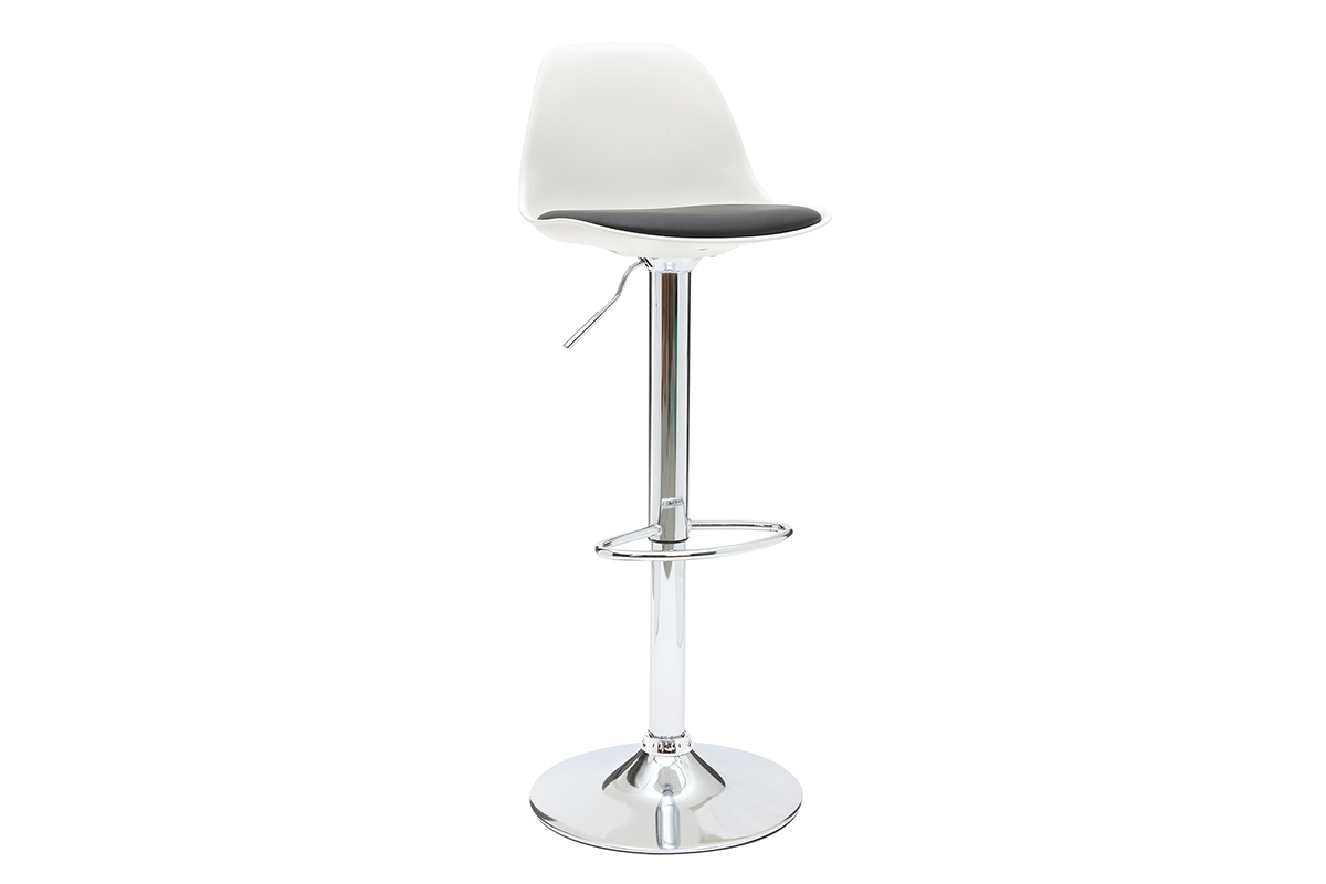 Tabourets de bar design blanc et noir (lot de 2) STEEVY