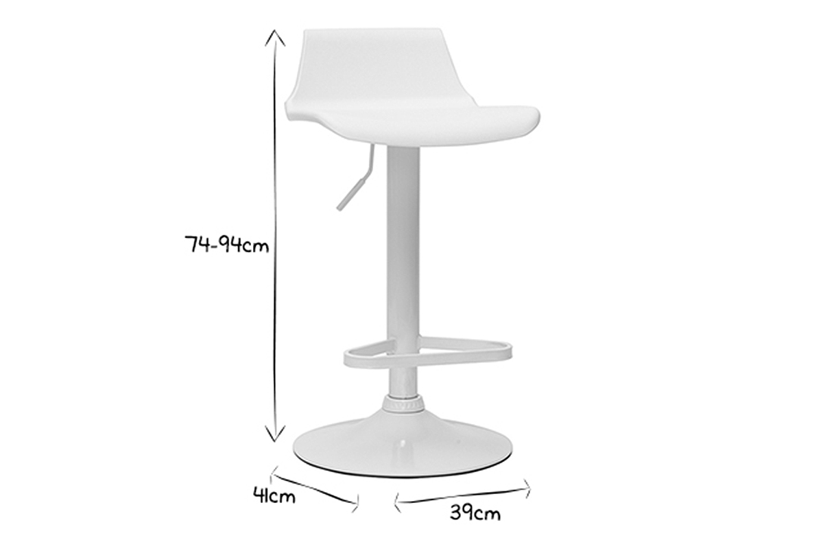 Tabourets de bar design blancs (lot de 2) KRONOS