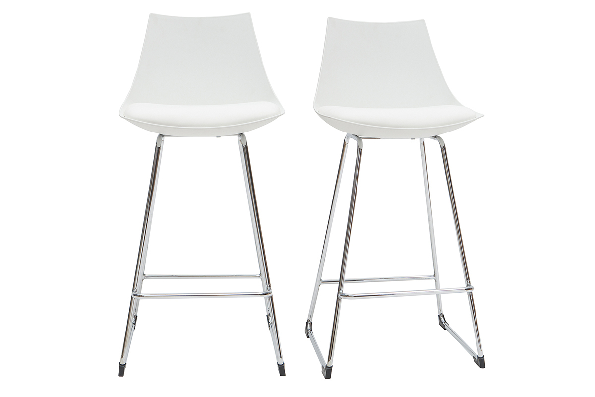 Tabourets de bar design blancs 65 cm (lot de 2) JUNE