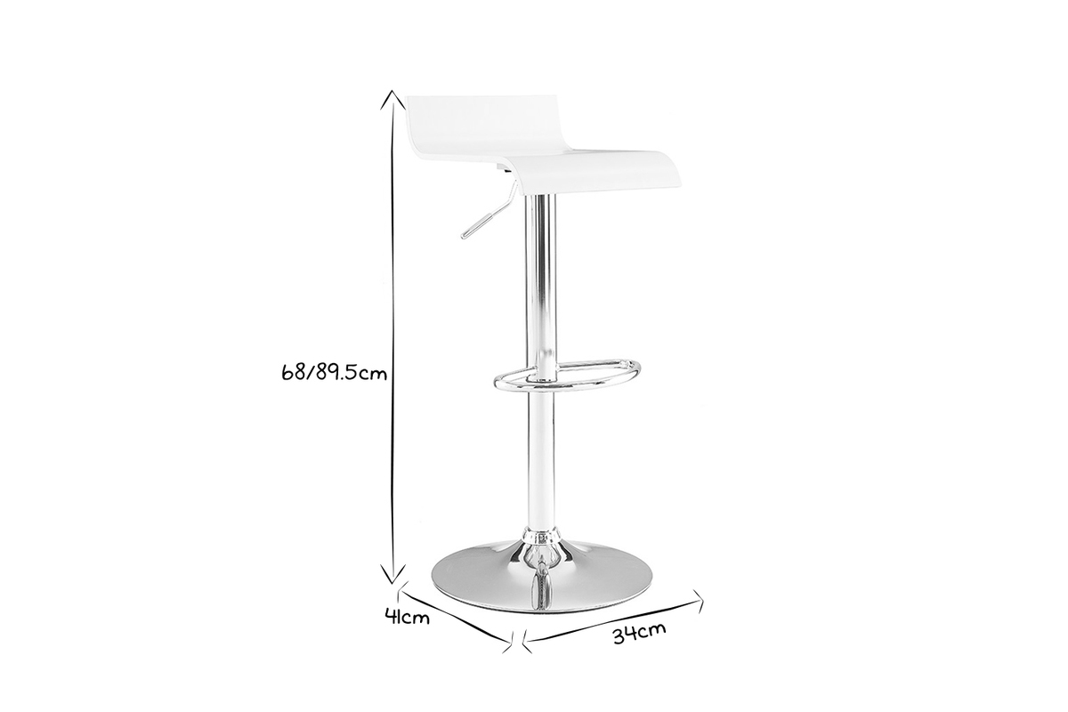 Tabourets de bar design blancs et acier chrom (lot de 2) SURF V2