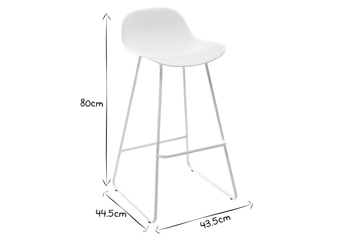 Tabourets de bar design blancs H65 cm (lot de 2) ELLA