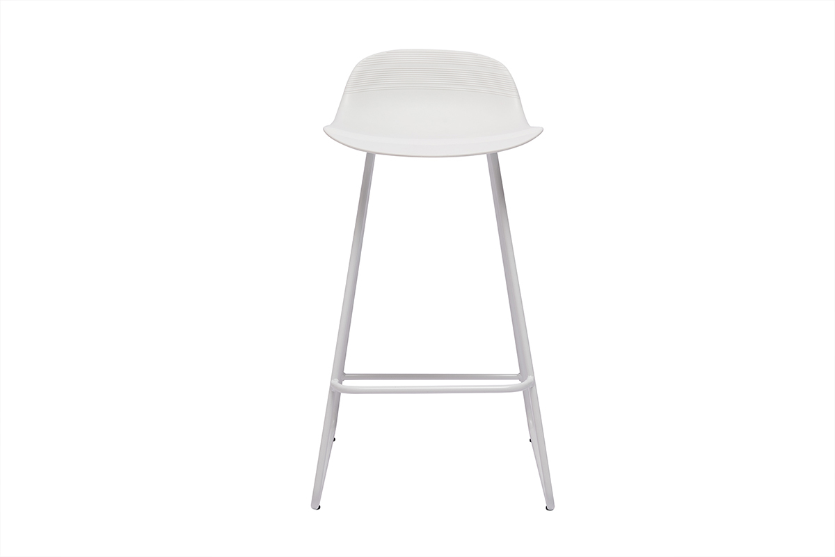 Tabourets de bar design blancs H65 cm (lot de 2) ELLA