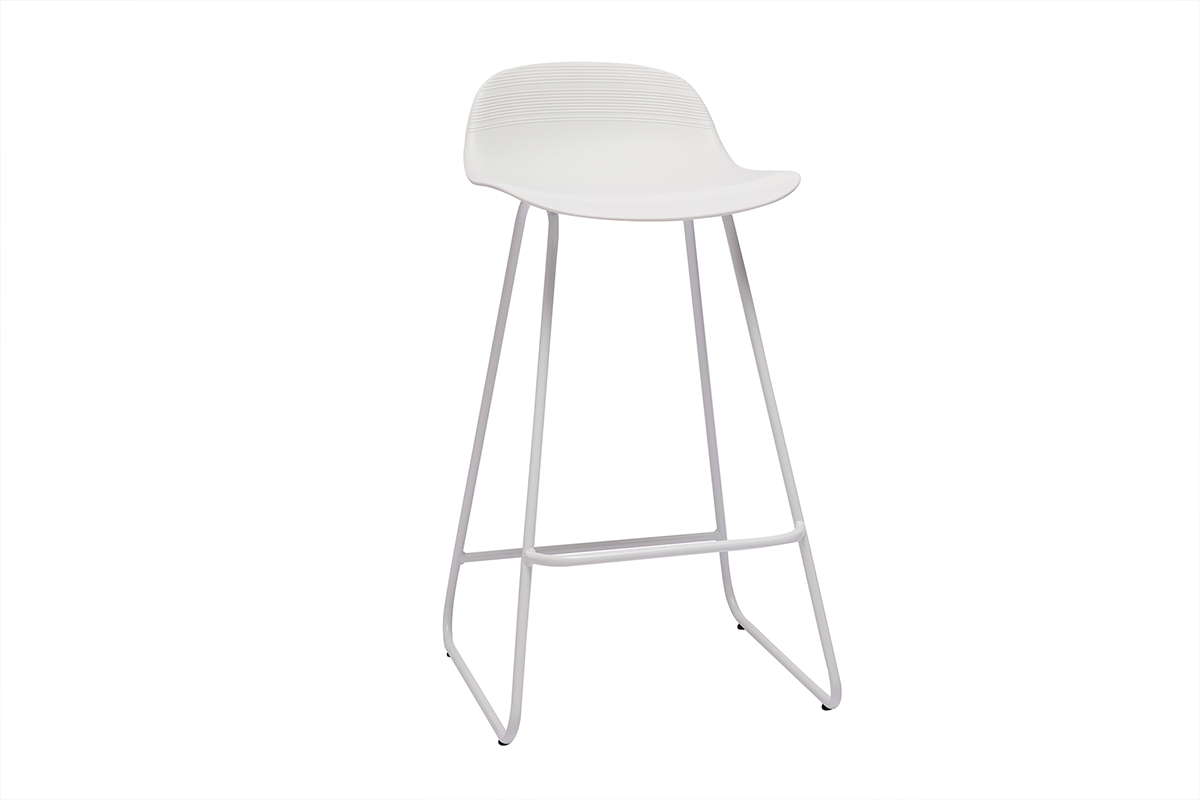 Tabourets de bar design blancs H65 cm (lot de 2) ELLA