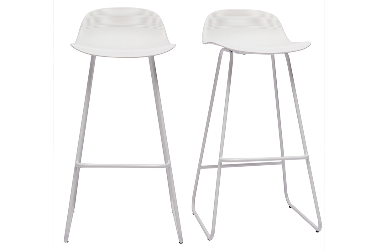 Tabourets de bar design blancs H70 cm (lot de 2) ELLA