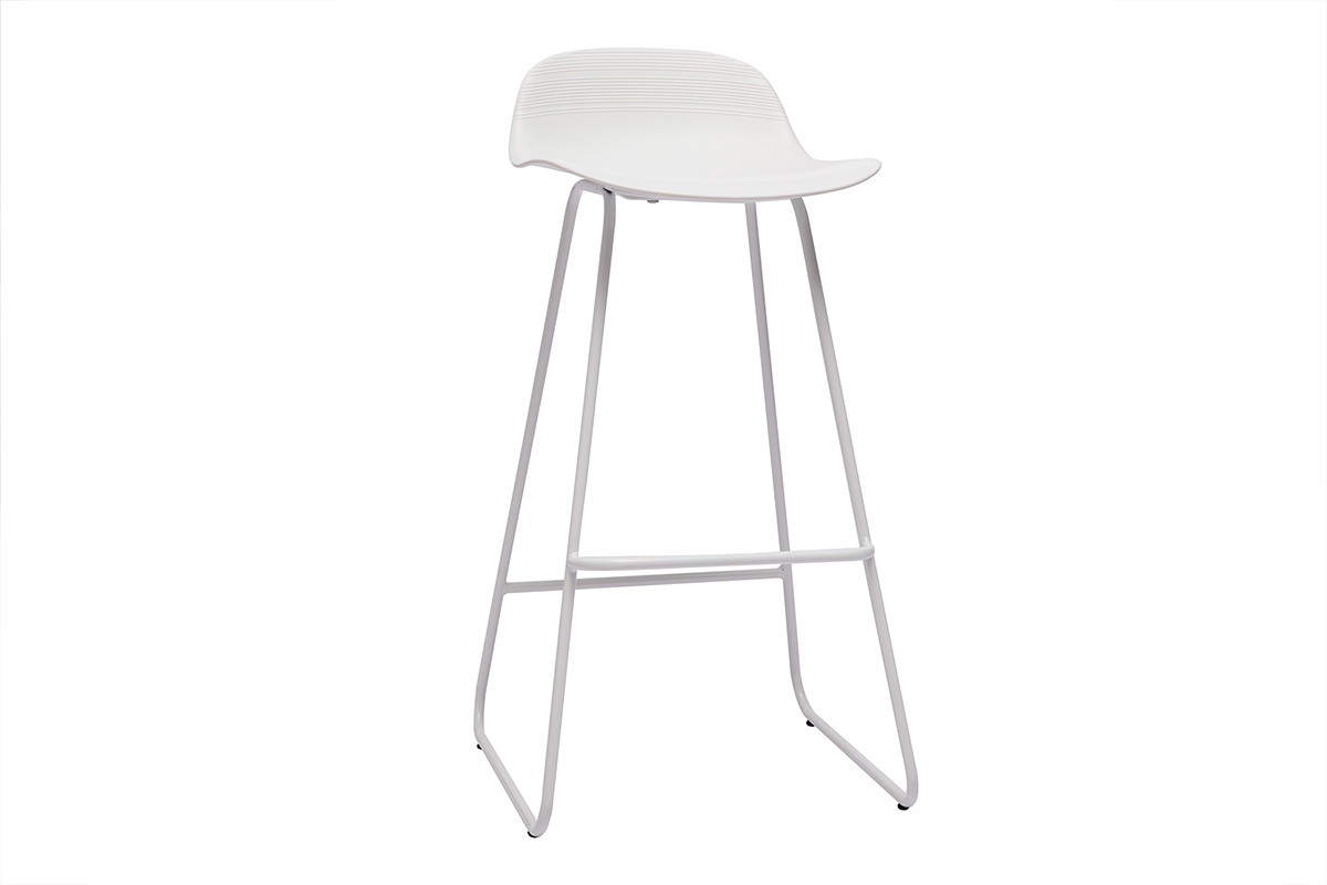 Tabourets de bar design blancs H70 cm (lot de 2) ELLA