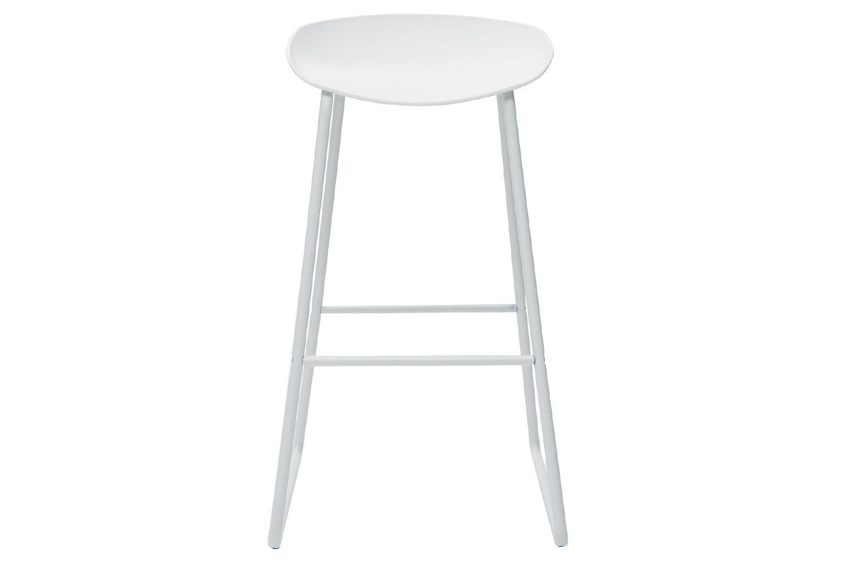 Tabourets de bar design blancs H75 cm  (lot de 2) PEBBLE