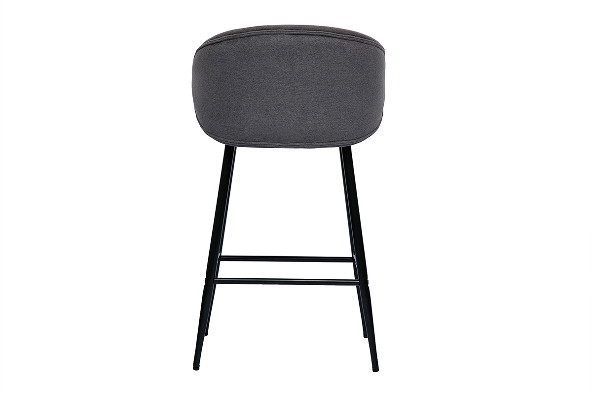 Tabourets de bar design en tissu effet velours gris et mtal noir (lot de 2) ROSALIE