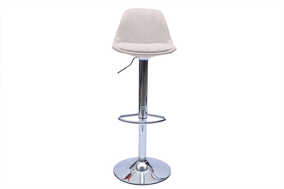 Tabourets de bar design en tissu effet velours textur beige (lot de 2) STEEVY