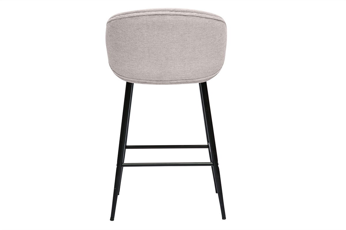 Tabourets de bar design en tissu effet velours textur beige et mtal noir (lot de 2) ROSALIE