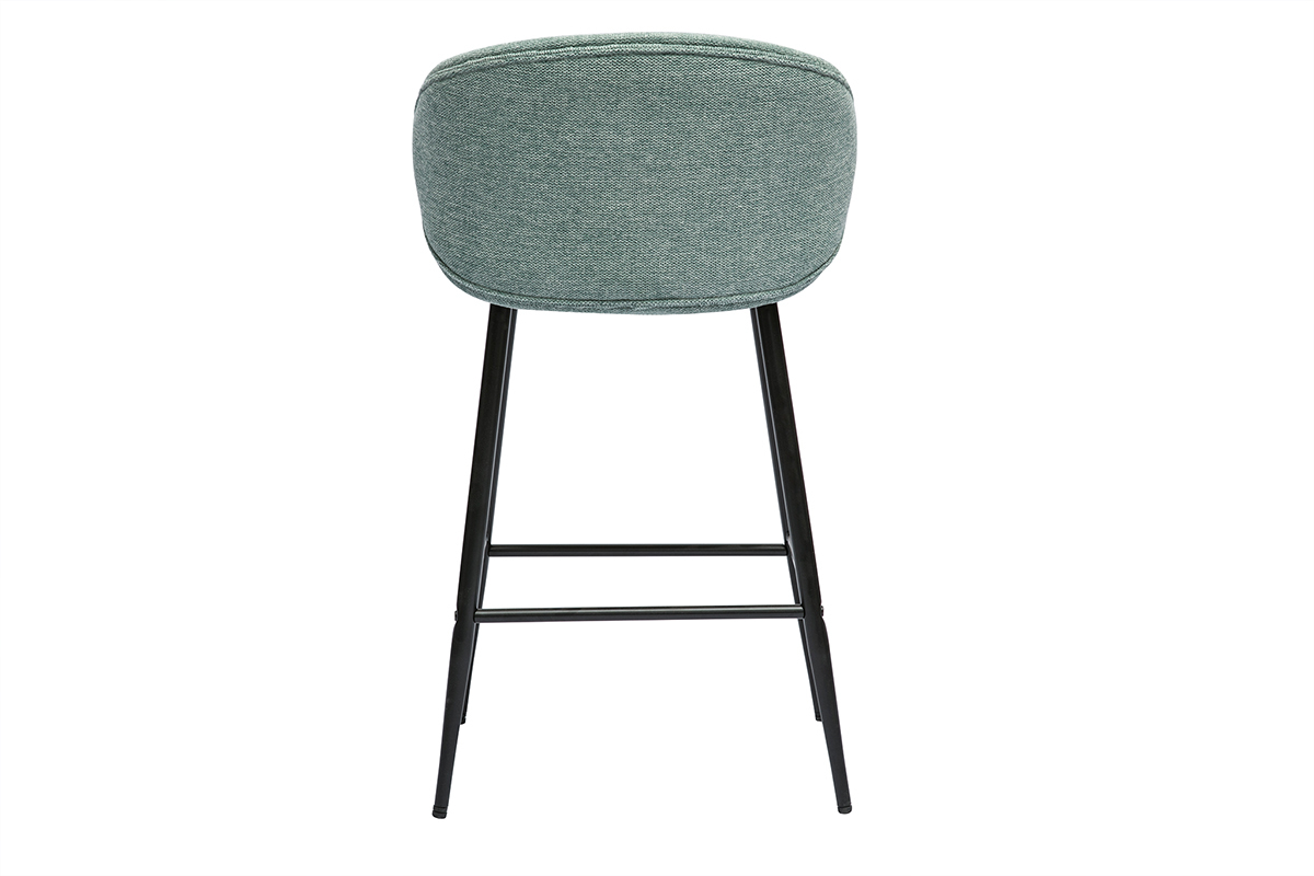 Tabourets de bar design en tissu effet velours textur cladon et mtal noir (lot de 2) ROSALIE