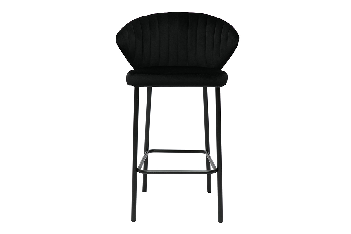 Tabourets de bar design en velours noir H68 cm (lot de 2) DALLY