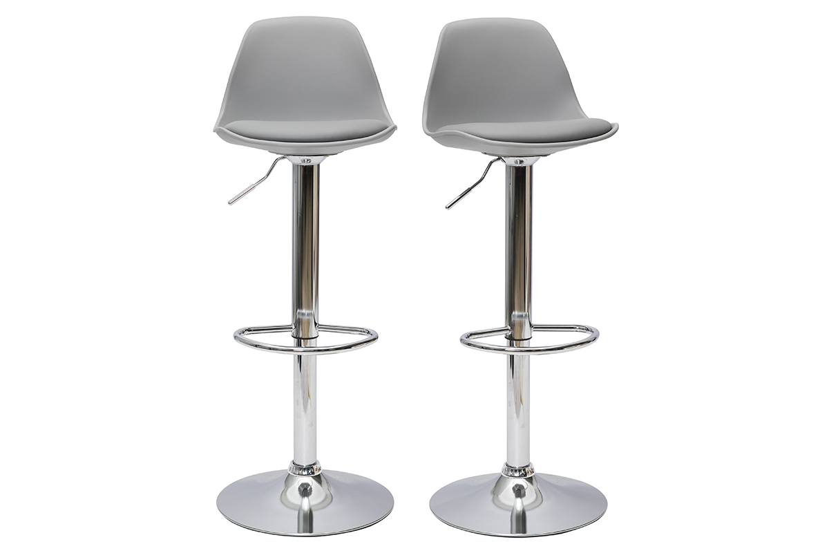 Tabourets de bar design gris clair (lot de 2) STEEVY