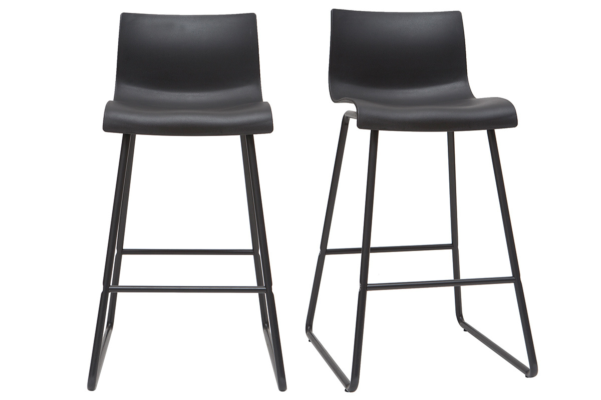 Tabourets de bar design noir 65 cm (lot de 2) ONA