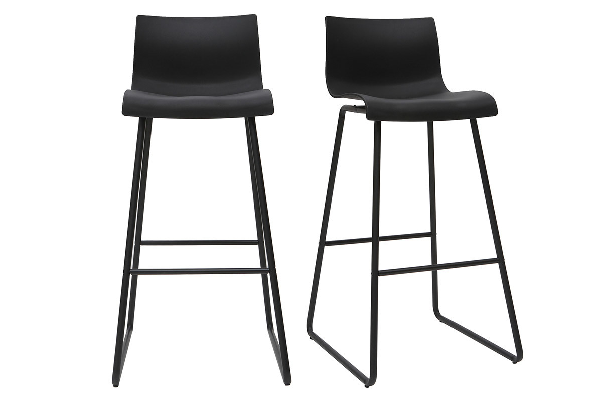 Tabourets de bar design noir 76 cm (lot de 2) ONA