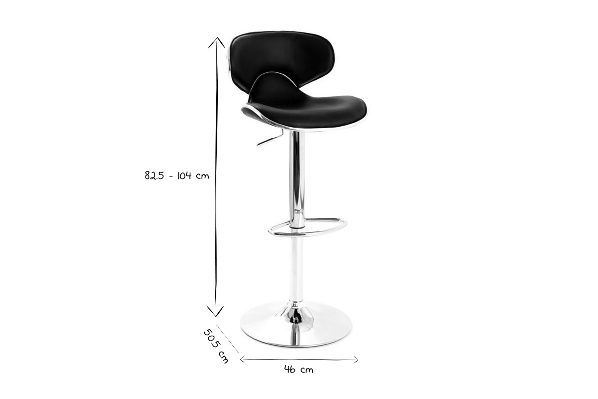 Tabourets de bar design noirs (lot de 2) PEGASE