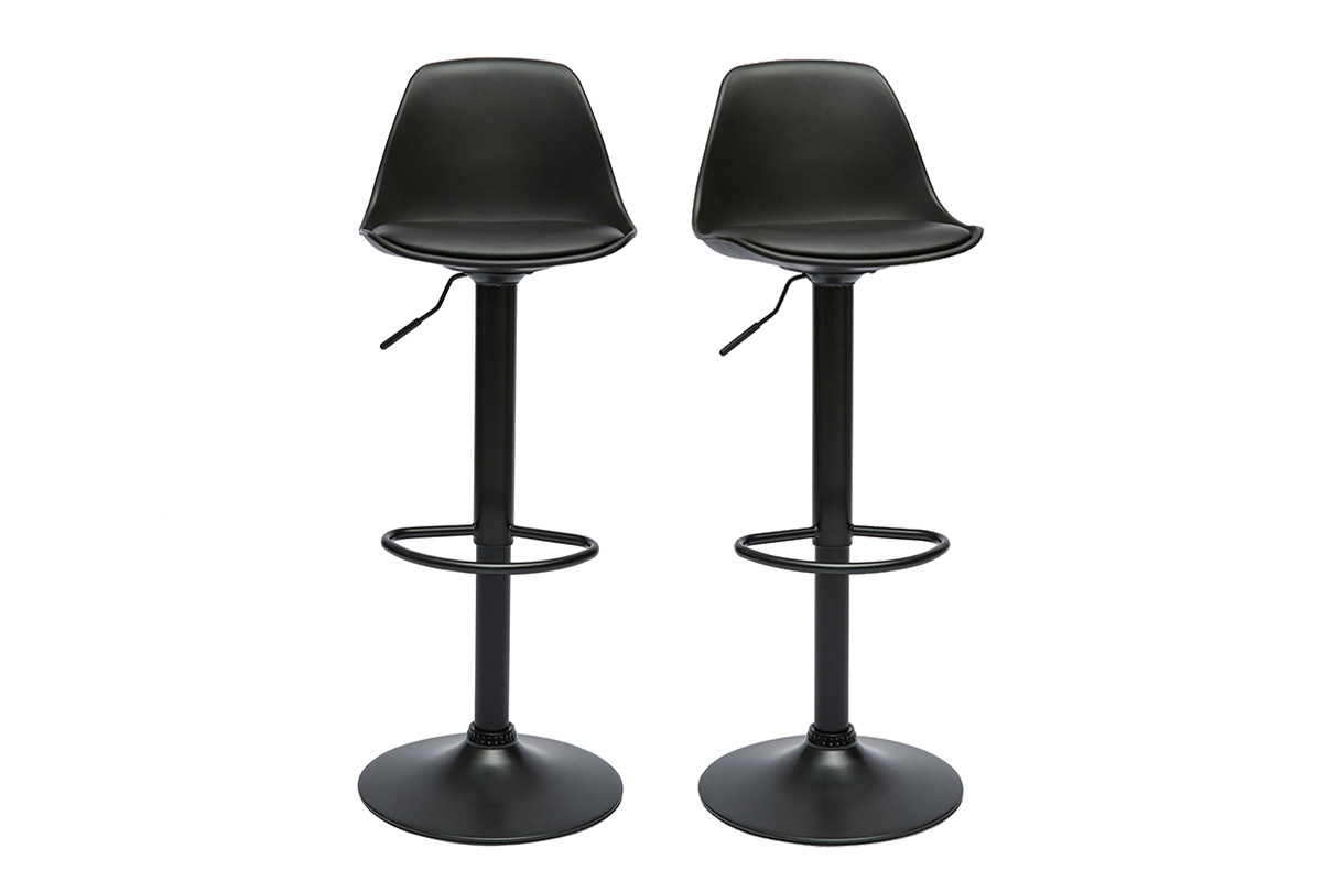 Tabourets de bar design noirs (lot de 2) STEEVY