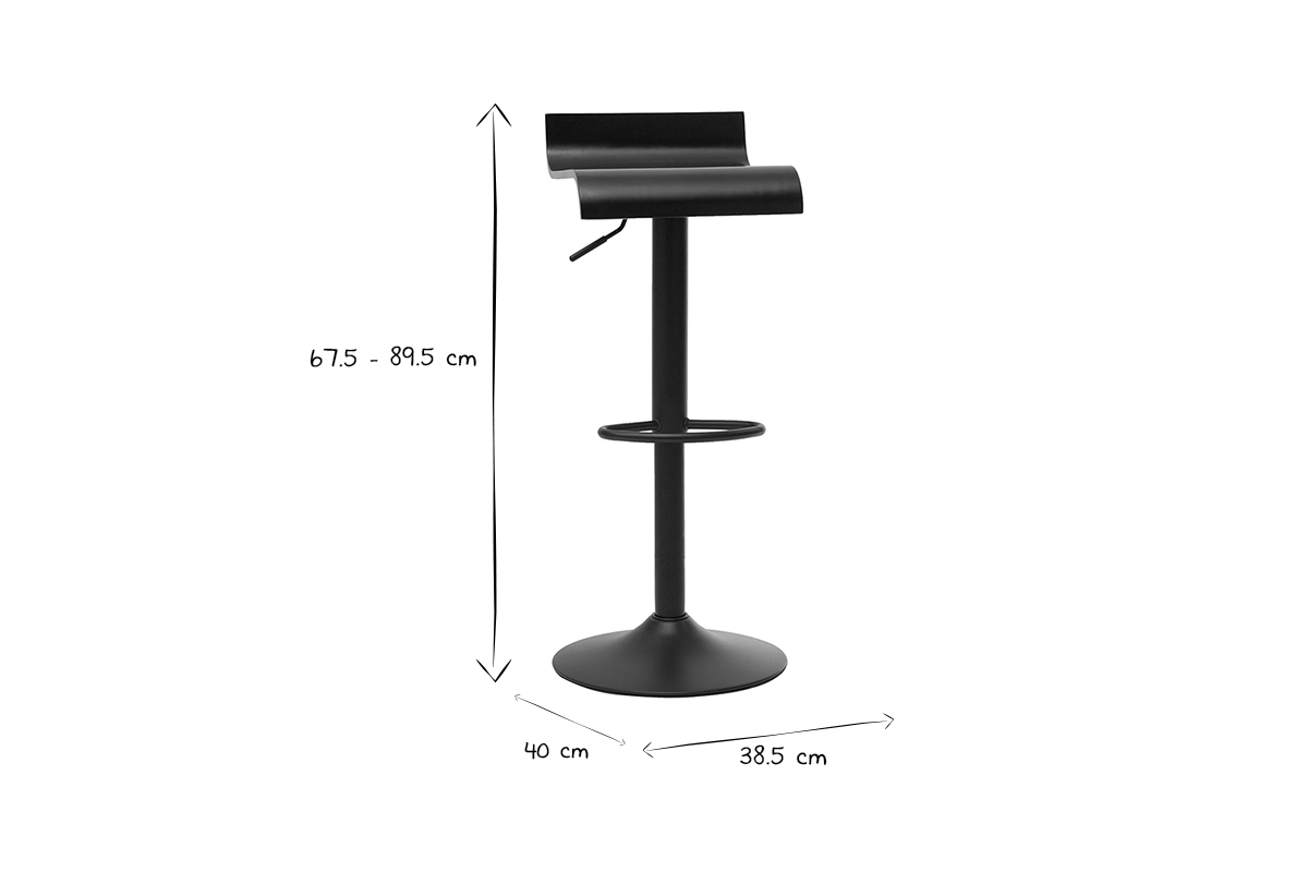 Tabourets de bar design noirs (lot de 2) SURF