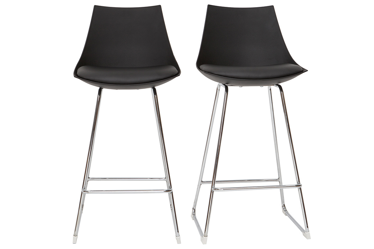 Tabourets de bar design noirs 65 cm (lot de 2) JUNE