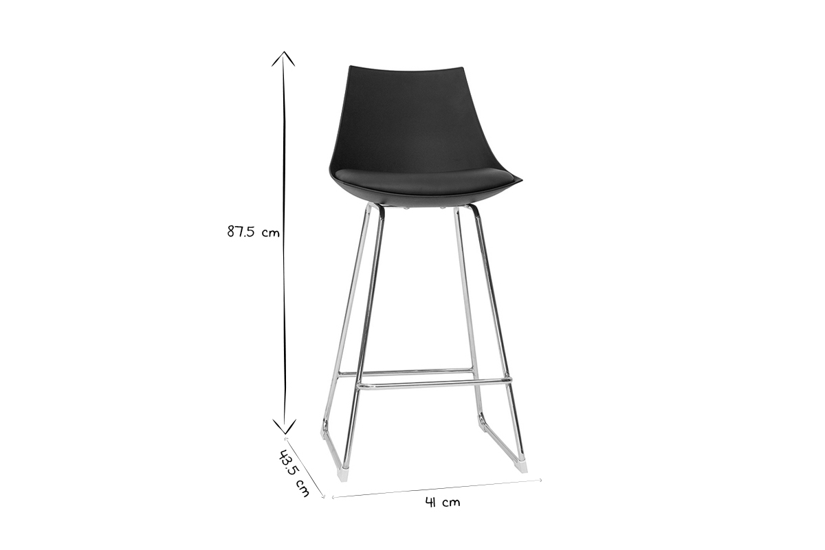 Tabourets de bar design noirs 65 cm (lot de 2) JUNE