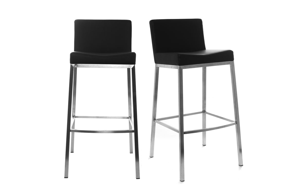 Tabourets de bar design noirs 76 cm EPSILON (lot de 2)