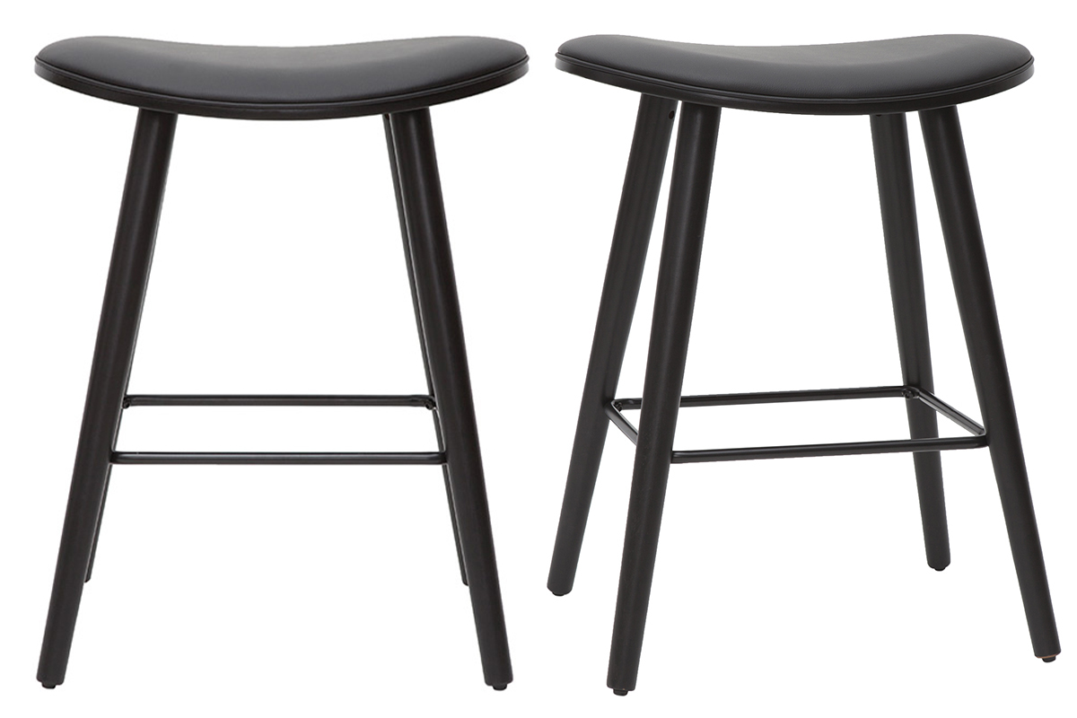 Tabourets de bar design noirs H65 cm (lot de 2) MEADOW