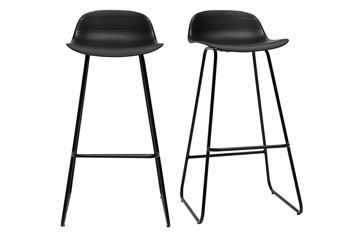 Tabourets de bar design noirs H70 cm (lot de 2) ELLA