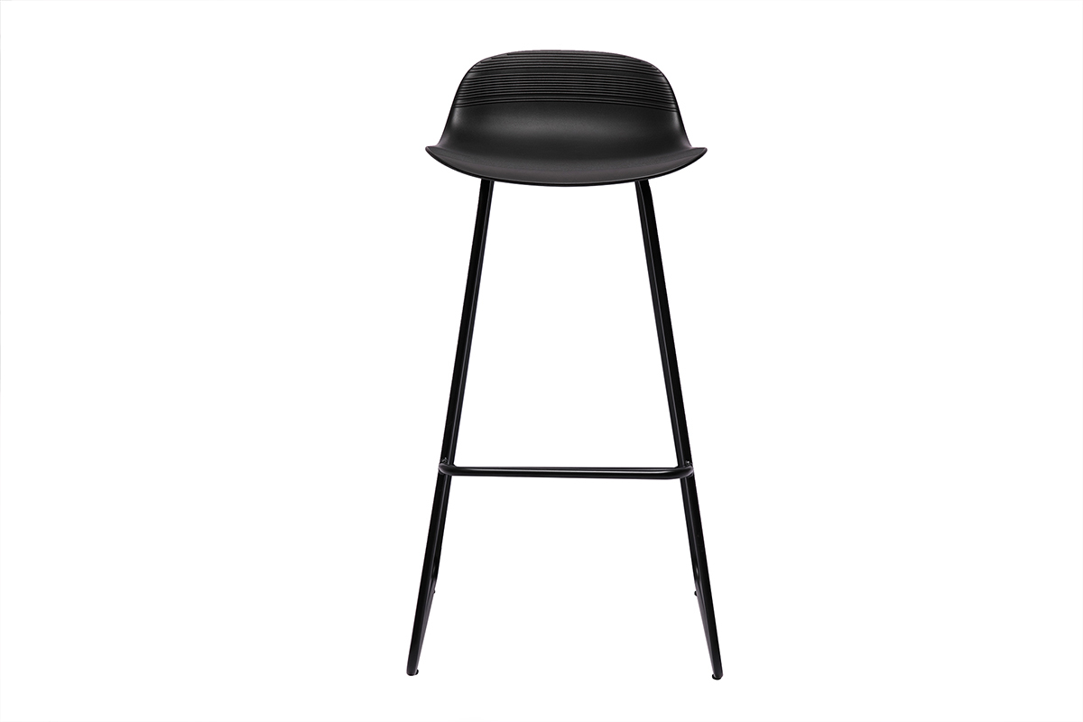 Tabourets de bar design noirs H70 cm (lot de 2) ELLA