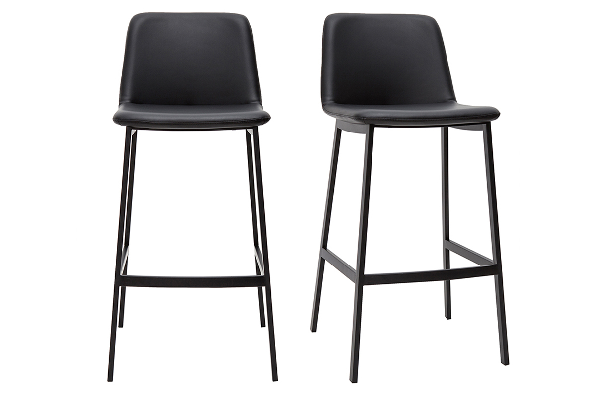 Tabourets de bar design noirs H75 cm (lot de 2) ARSENE