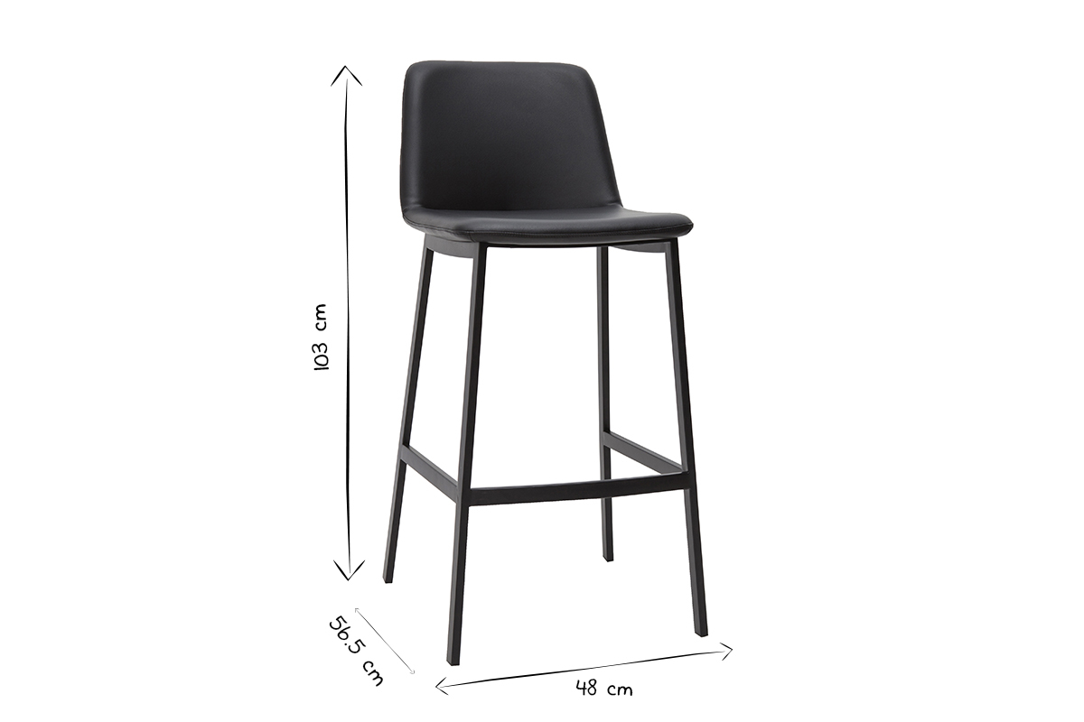 Tabourets de bar design noirs H75 cm (lot de 2) ARSENE