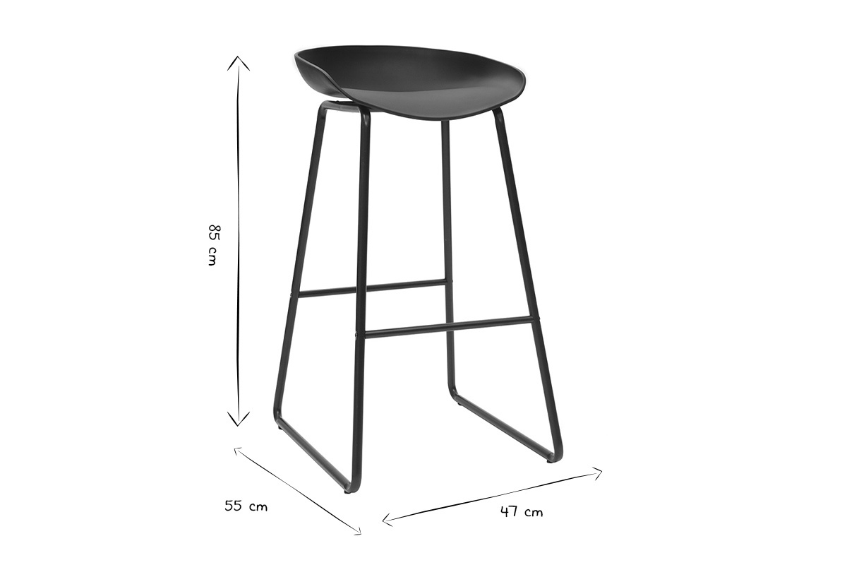 Tabourets de bar design noirs H75 cm (lot de 2) PEBBLE