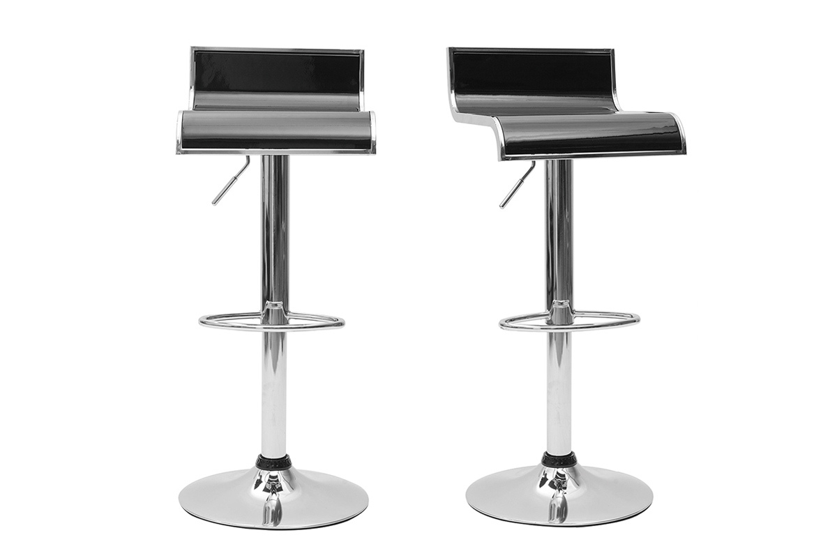 Tabourets de bar design noirs WAVES (lot de 2)