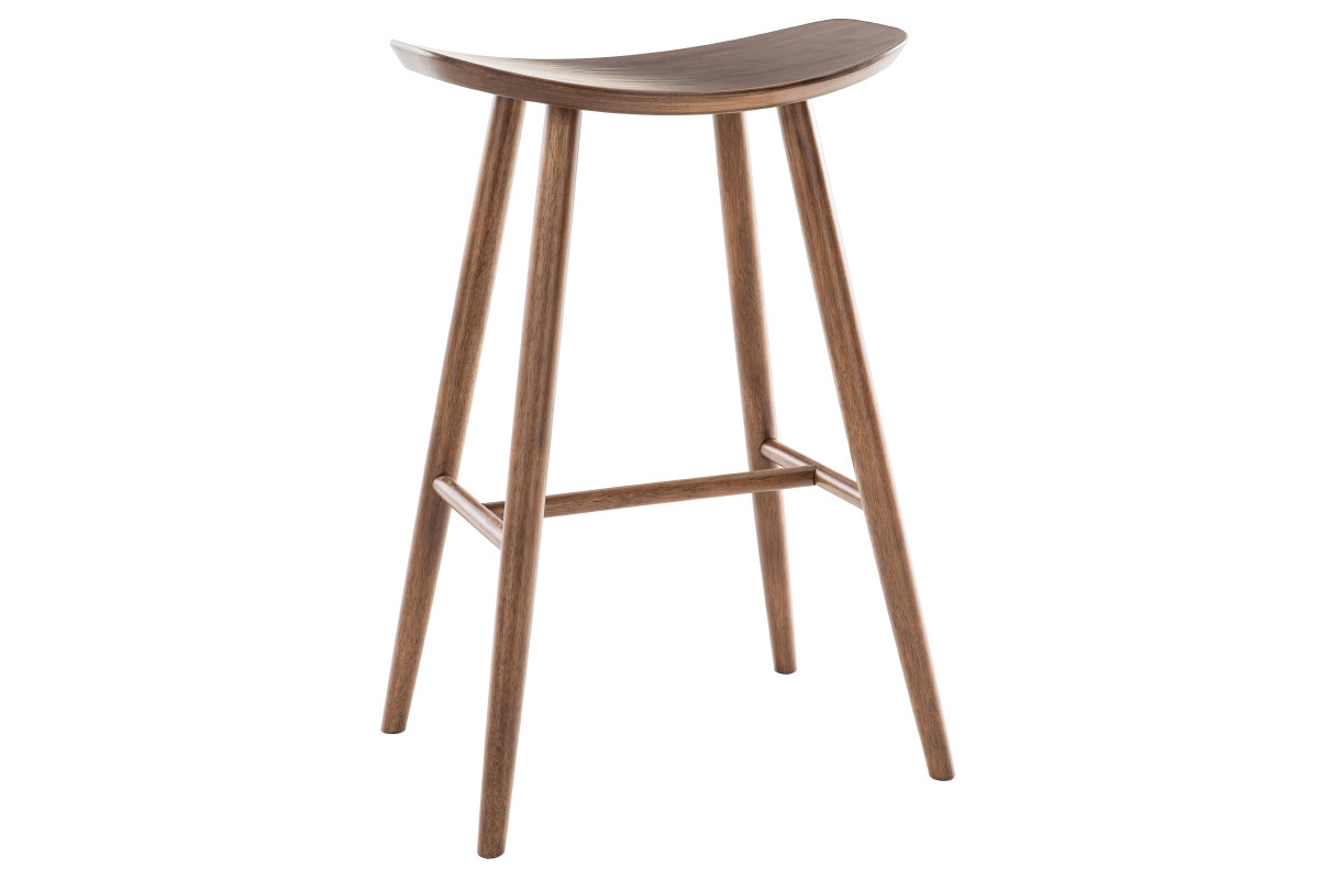 Tabourets de bar design noyer H72 cm (lot de 2) DEMORY