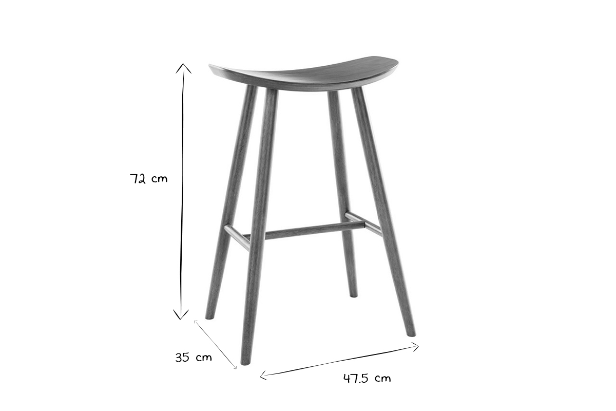 Tabourets de bar design noyer H72 cm (lot de 2) DEMORY