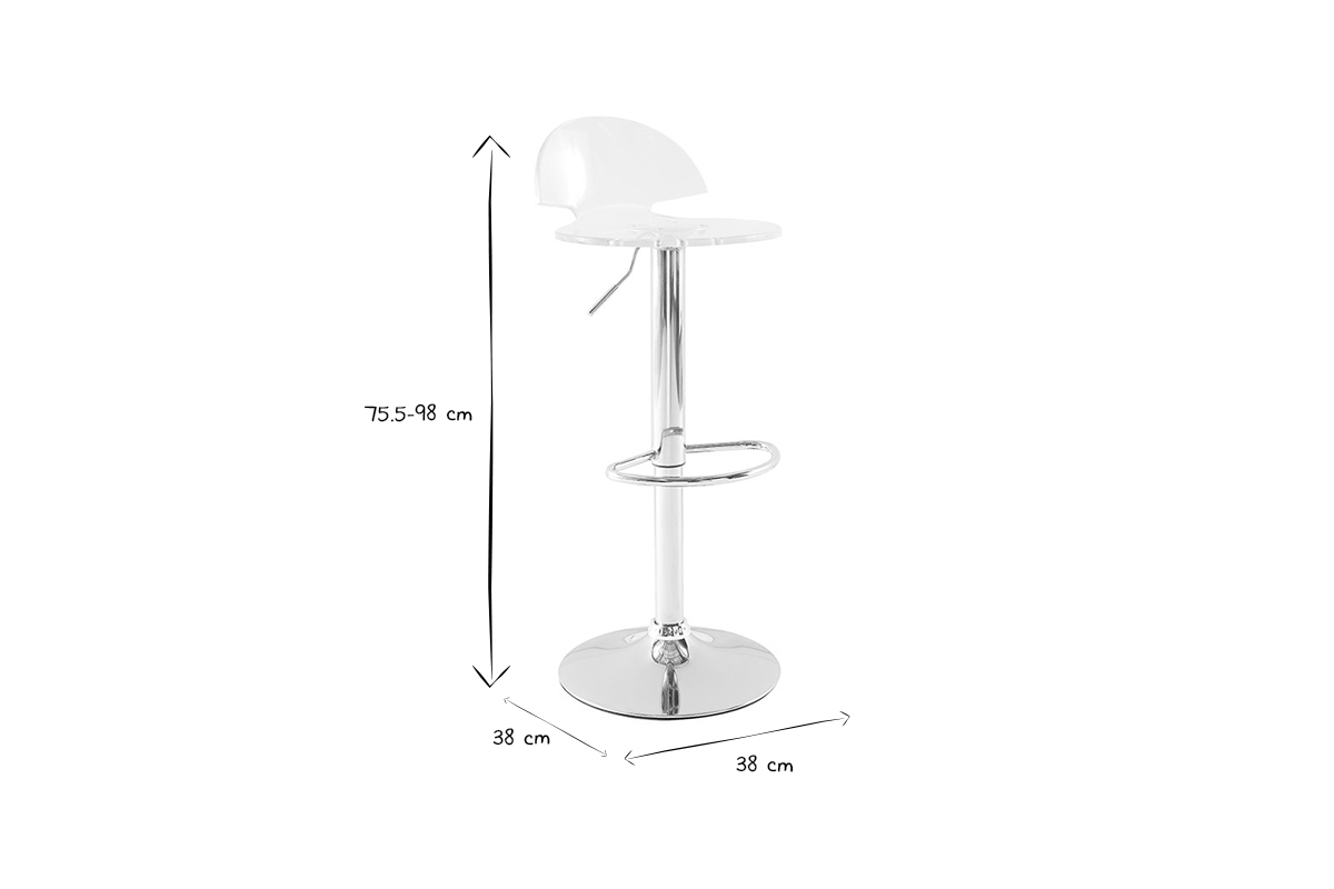 Tabourets de bar design plexiglas transparent (lot de 2) ORION