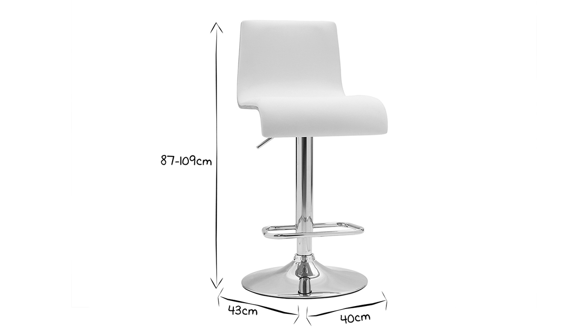 Tabourets de bar design rglables blanc et bois clair (lot de 2) DELICACY