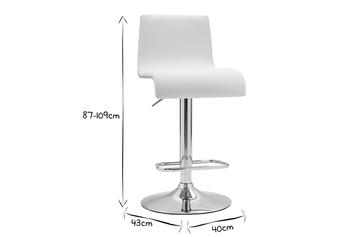 Tabourets de bar design rglables blanc et bois clair (lot de 2) DELICACY