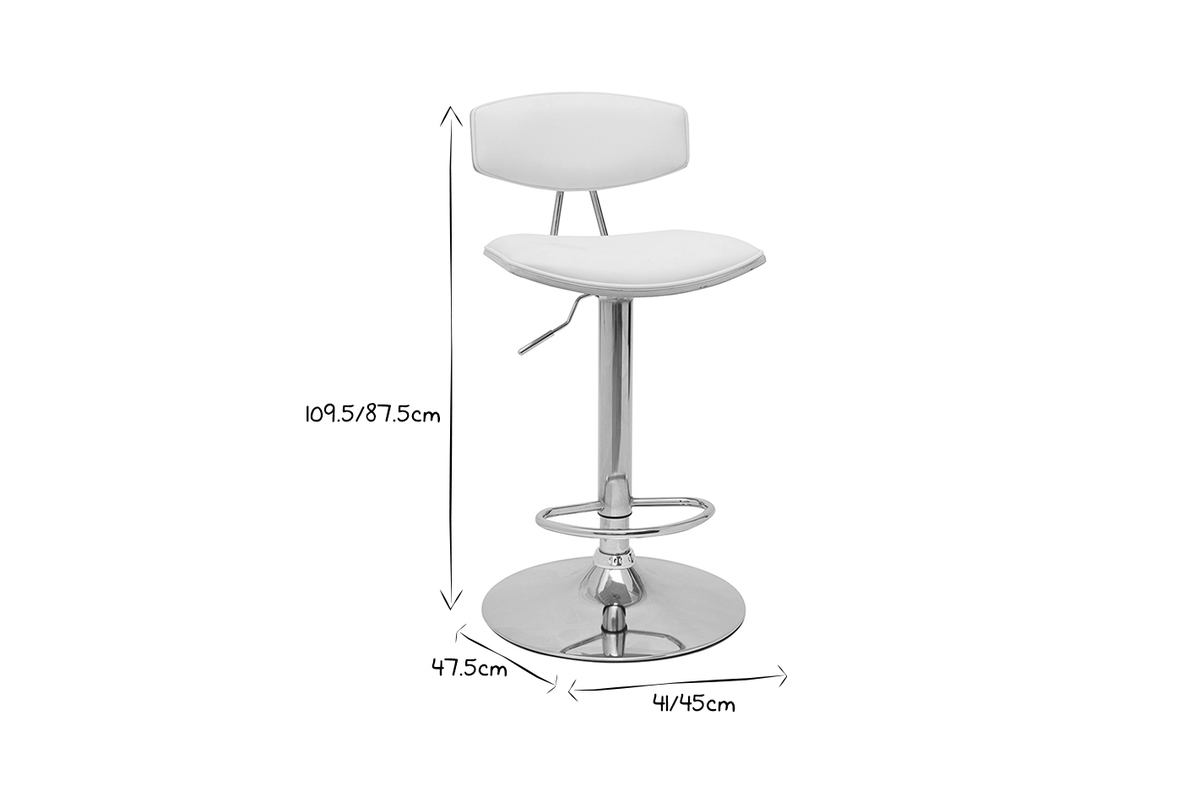 Tabourets de bar design rglables blanc et bois clair (lot de 2) VASCO