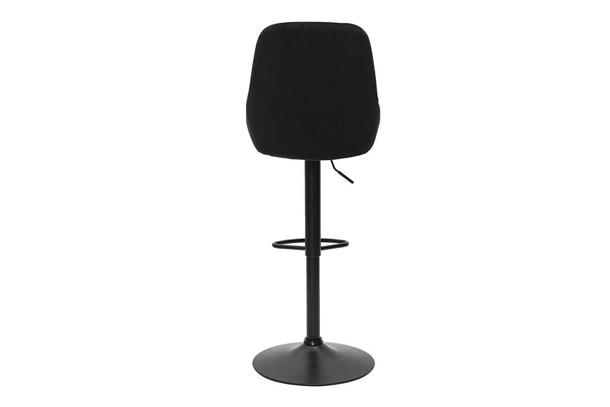 Tabourets de bar design rglables en tissu velours noir et mtal noir 360 (lot de 2) HOLO