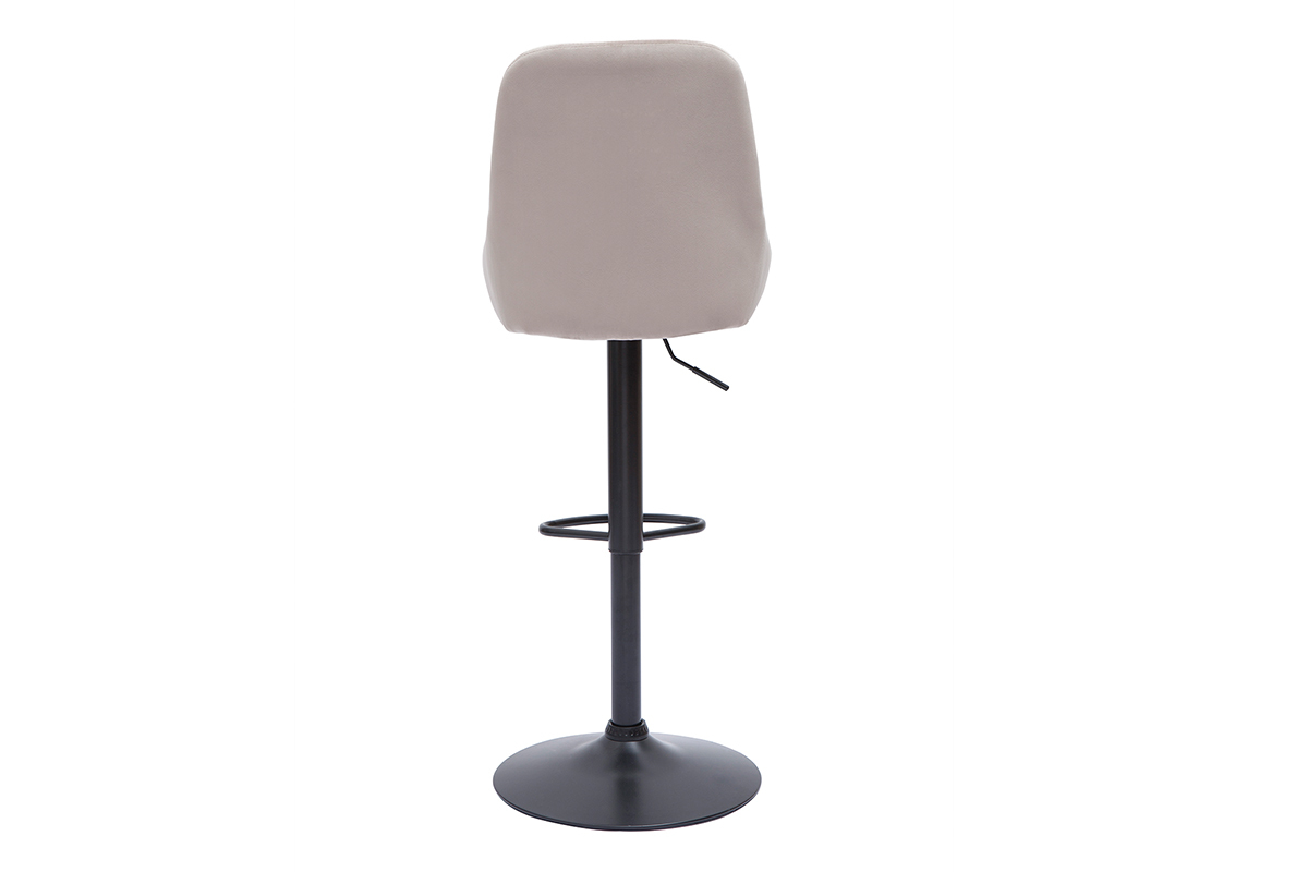 Tabourets de bar design rglables en tissu velours taupe et mtal noir 360 (lot de 2) HOLO