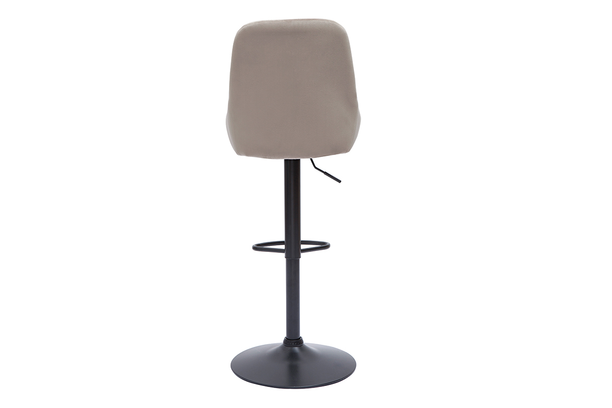 Tabourets de bar design rglables en tissu velours taupe et mtal noir 360 (lot de 2) HOLO