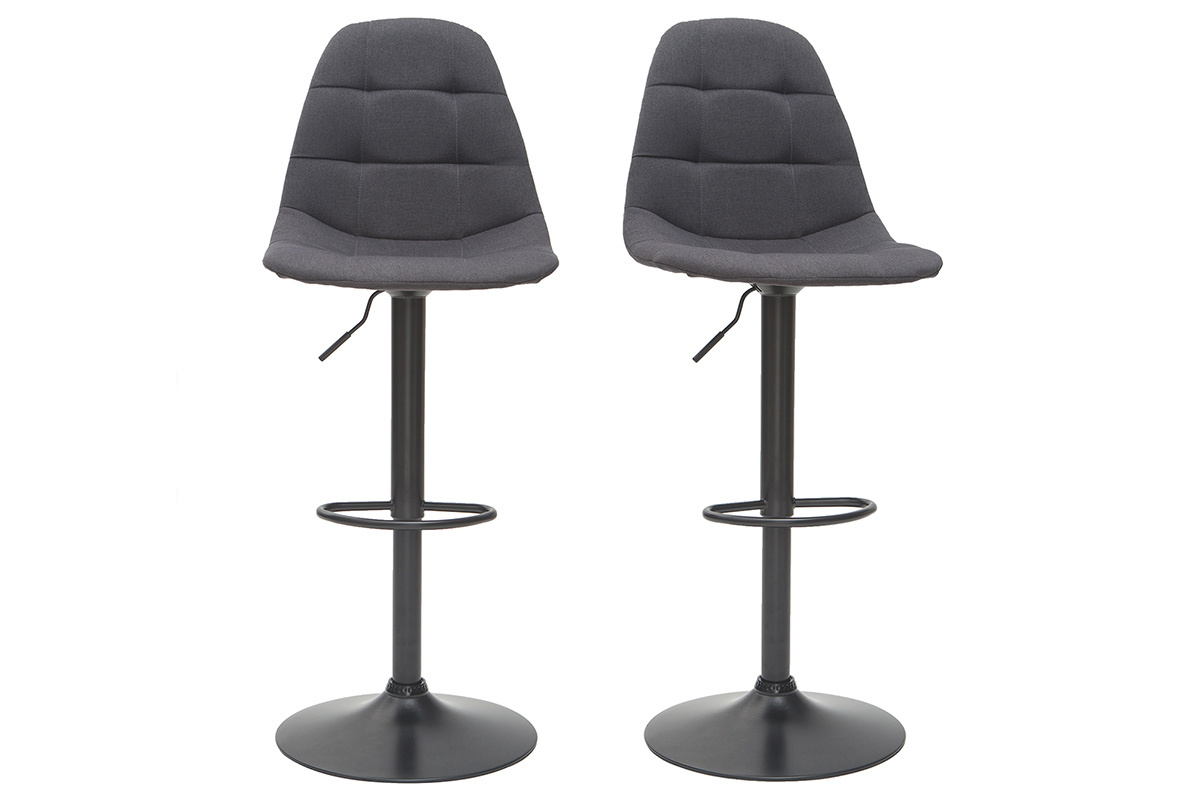 Tabourets de bar design rglables gris fonc (lot de 2) COX