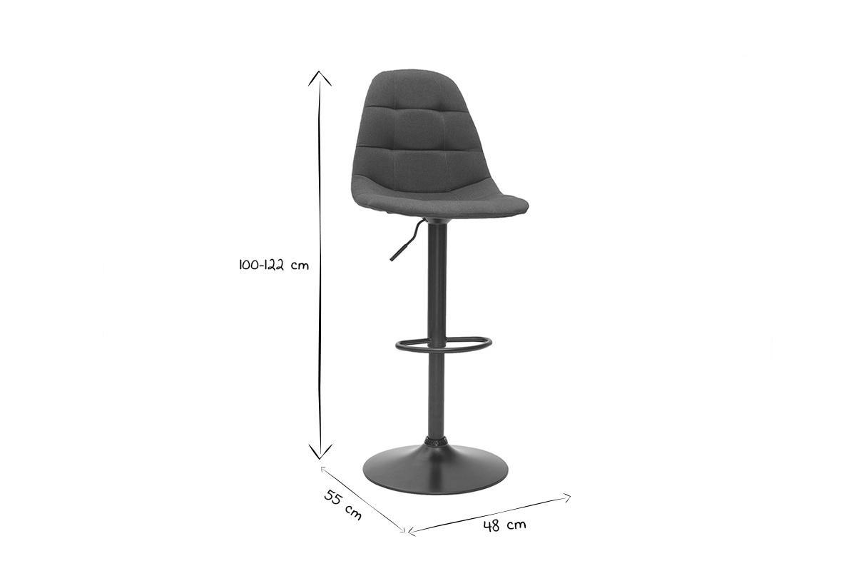 Tabourets de bar design rglables gris fonc (lot de 2) COX