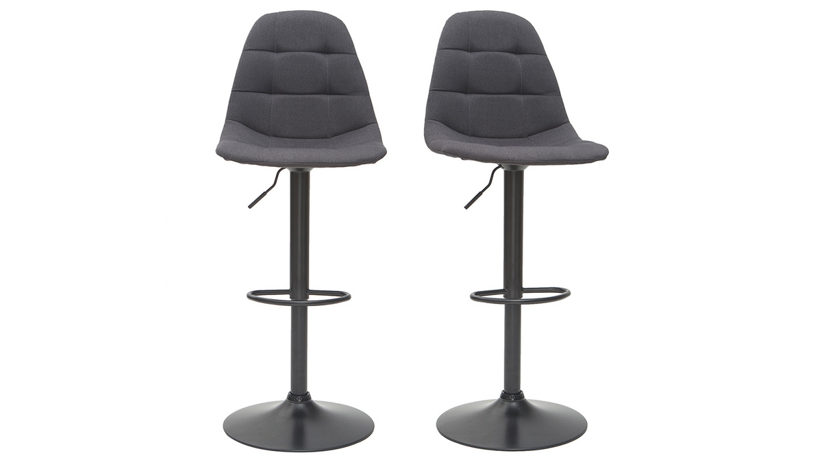 Tabourets de bar design rglables gris fonc (lot de 2) COX