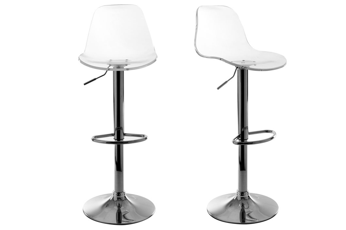 Tabourets de bar design rglables transparents (lot de 2) GALILEO